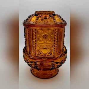 Vintage Indiana Amber Glass Fairy Lamp